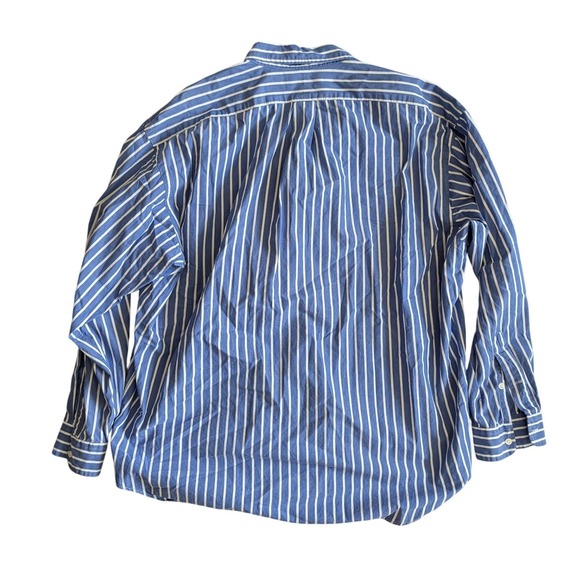 Vintage Ralph Lauren Men's Big Shirt Blue White Striped Cotton Button Down- M - Picture 3 of 6